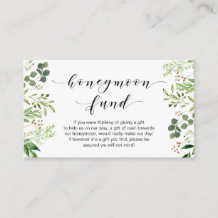 Mooie Elegant Greenery, Black, Honeymoon Fund Informatiekaartje