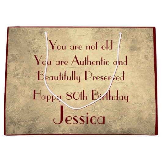 Mooie elegant op maat van de 80ste verjaardag groot cadeauzakje (Voorkant)