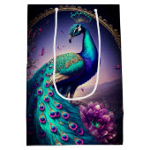 Mooie Elegant Peacock Bird Wildlife Art Medium Cadeauzakje (Achterkant)