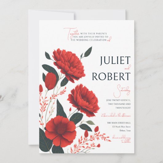 Mooie Elegant Red Poppy Flowers Weddenschap Kaart (Voorkant)