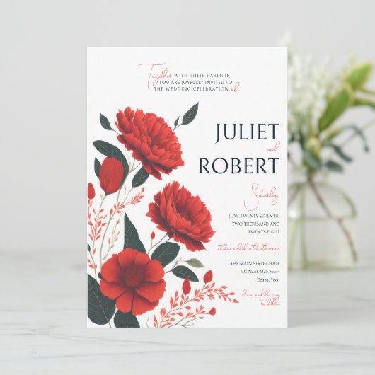 Mooie Elegant Red Poppy Flowers Weddenschap Kaart (Staand voorkant)