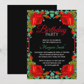 Mooie Elegant Red Roses Birthday Party nodigt uit Kaart (Voorkant / Achterkant)