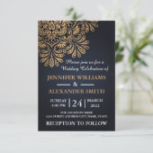 Mooie Elegant Royal Navy Blue Wedding Kaart (Staand voorkant)