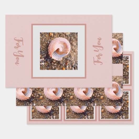 Mooie Elegant Shell in het Bleke roze feest Inpakpapier Vel (Set)