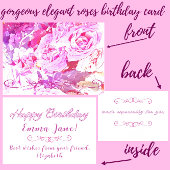 Mooie Elegant Waterverf Rozen Happy Birthday Kaart