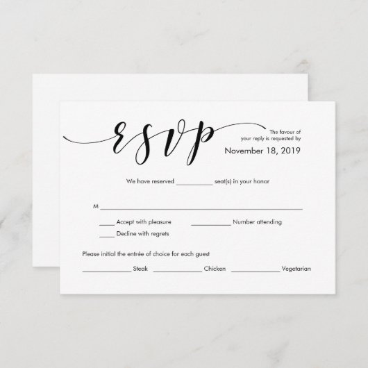 Mooie Elegant Weddenschap RSVP-uitbreidingskaart Informatiekaartje (Voorkant / Achterkant)