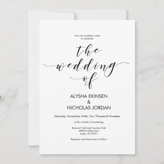 Mooie Elegant Wedding Invitation Card Kaart (Voorkant)