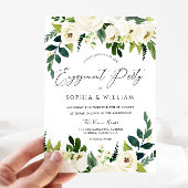 Mooie Elegant White Floral Engagement Party Kaart