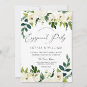 Mooie Elegant White Floral Engagement Party Kaart (Voorkant)