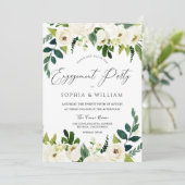 Mooie Elegant White Floral Engagement Party Kaart (Staand voorkant)