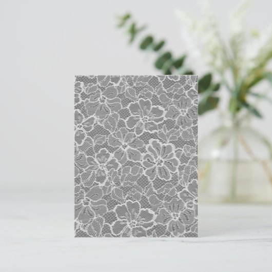 Mooie elegant, witte lave florale briefkaart (Staand voorkant)