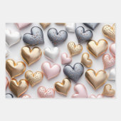 Mooie elegante 3D harten Inpakpapier Vel (Voorkant)