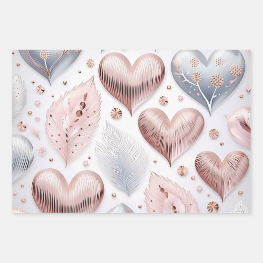Mooie elegante 3D harten Inpakpapier Vel (Voorkant 2)