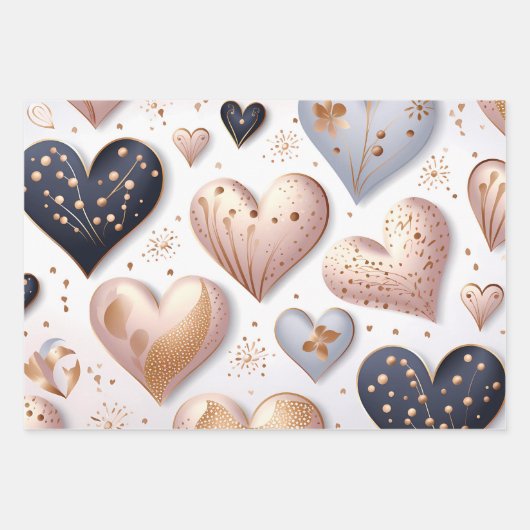 Mooie elegante 3D harten Inpakpapier Vel (Voorkant)