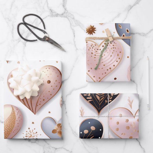 Mooie elegante 3D harten Inpakpapier Vel (Voorkant)