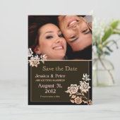 Mooie elegante bewaar de datum foto uitnodigingen (Staand voorkant)