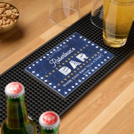 Mooie elegante blauwe aangepaste bar naam barmatten