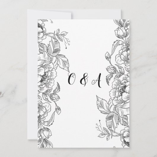 Mooie elegante bloemen bruiloft uitnodiging (Achterkant)