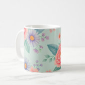 Mooie elegante bloemen koffiemok (Voorkant links)