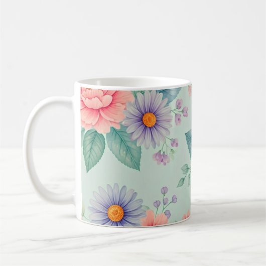 Mooie elegante bloemen koffiemok (Links)