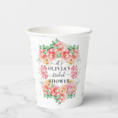 Mooie Elegante Bloemige Bruiloftsshower Papieren B Papieren Bekers (Achterkant)