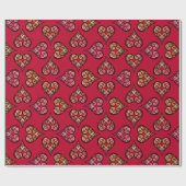 Mooie & Elegante Boho Harten Rood Vintage Patroon Cadeaupapier (Vlak)