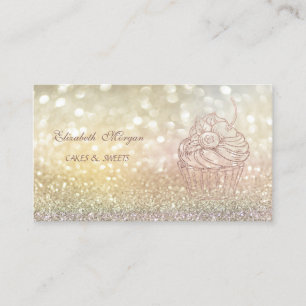 Mooie Elegante Bokeh Glitter Cupcake Bakkerij Visitekaartje
