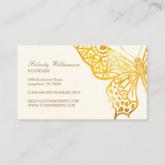 Mooie elegante en  decoratieve vlinder visitekaartje (Achterkant)