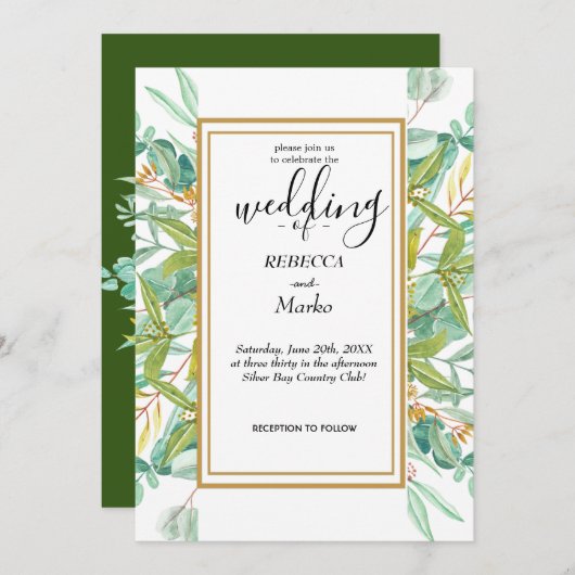 Mooie elegante eucalyptusbladeren kaart (Voorkant / Achterkant)