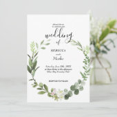 Mooie elegante eucalyptusbladeren uitnodiging (Staand voorkant)