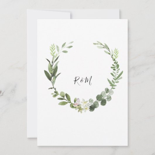 Mooie elegante eucalyptusbladeren uitnodiging (Achterkant)