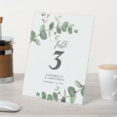 Mooie elegante eucalyptusbruintafel reclamebord met voetstuk (Insitu)