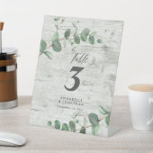 Mooie elegante eucalyptusbruintafel reclamebord met voetstuk (Insitu)