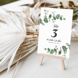 Mooie elegante eucalyptusloof bruiloftstafel kaart