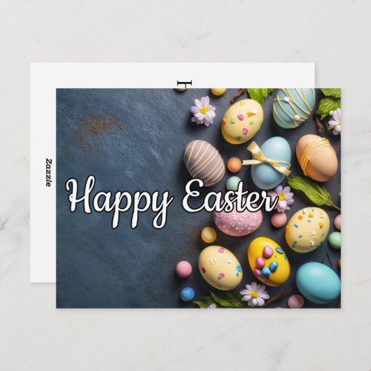 Mooie elegante feestelijke paascollage feestdagenkaart (Voorkant / Achterkant)