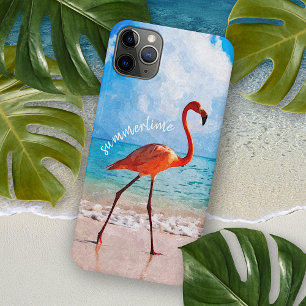 Mooie Elegante Flamingo Beach Aquarel Kunst iPhone 13 Pro Max Hoesje