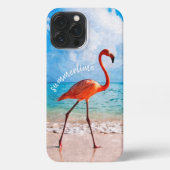Mooie Elegante Flamingo Beach Aquarel Kunst iPhone Hoesje (Achterkant)
