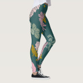 Mooie elegante florale Turquoise en roze Leggings (Rechts)