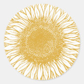 Mooie elegante gele zonnebloem herfstbruiloft ronde sticker (Voorkant)