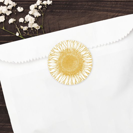Mooie elegante gele zonnebloem herfstbruiloft ronde sticker