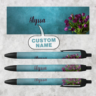 Mooie & Elegante Gepersonaliseerde Namens Tulpen P Zwarte Inkt Pen