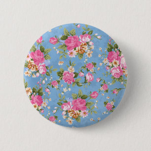 Mooie elegante girly vintage rozenbloemen ronde button 5,7 cm