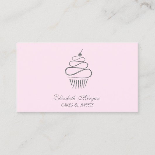Mooie elegante glitter cupcake, snoepjes  visitekaartje (Voorkant)