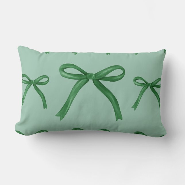 Mooie elegante groene strik patroon  kussen (Voorkant)