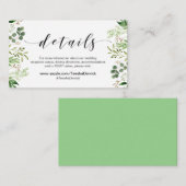 Mooie Elegante Groene Tinten, Zwart, Trouwdetails Informatiekaartje (Voorkant / Achterkant)