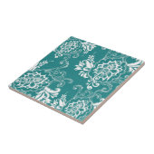 Mooie, elegante, klassieke, blauwgroen en witte fl tegeltje (Zijkant)