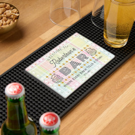 Mooie elegante kleurrijke aangepaste bar naam barmatten
