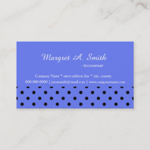 Mooie, elegante, koele zwarte en blauwe polka stip visitekaartje