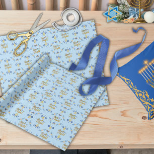 Mooie Elegante Lichtblauwe Hanukkah Cadeaupapier