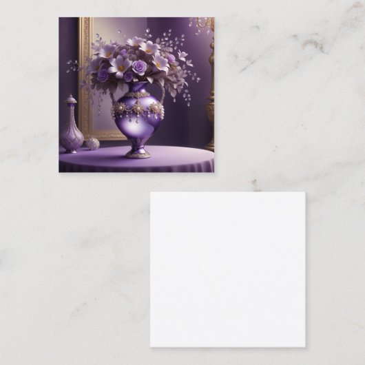 Mooie elegante lichte paarse ronde vaas decorat vierkante visitekaartje (Voorkant / Achterkant)